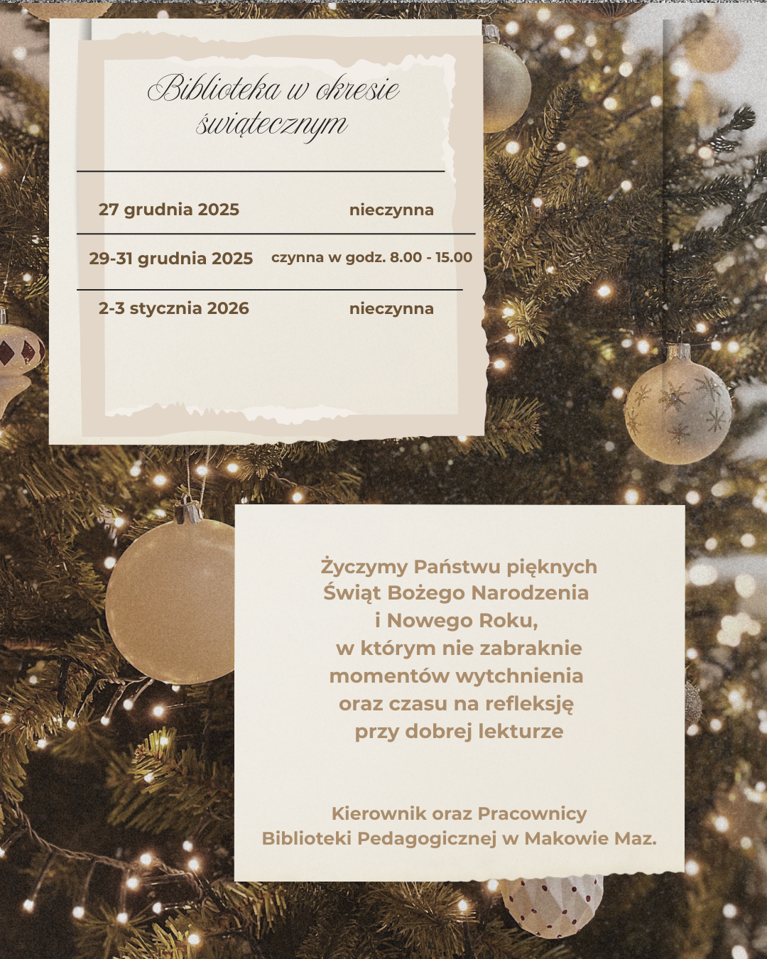 Biblioteka w okresie świątecznym...